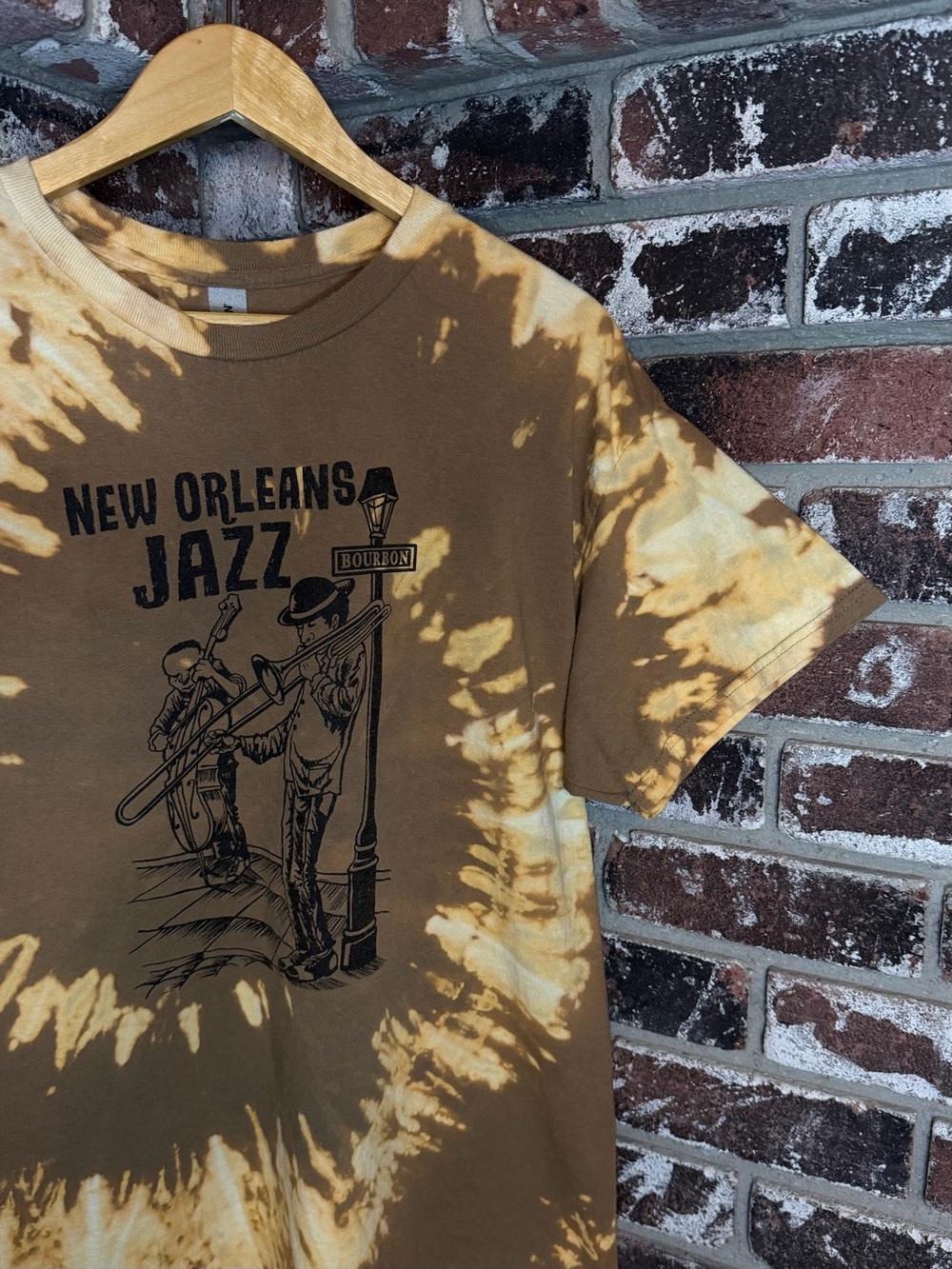 Gildan New Orleans Jazz Bourbon Street Graphic Bleach Tiedye Custom Tshirt